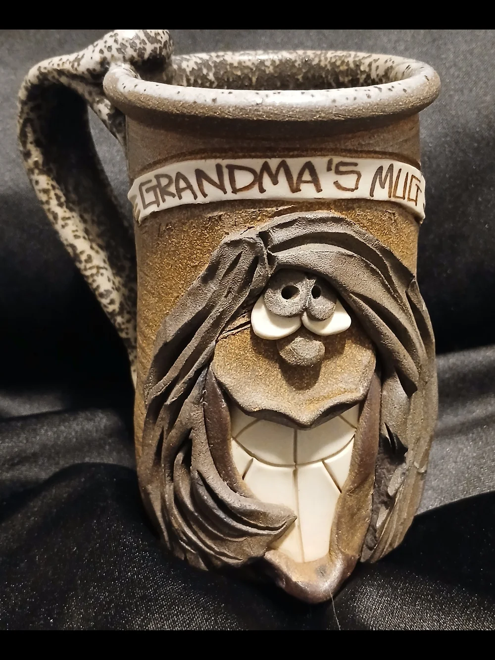 Grandma's Mug Handcrafted Brown Ceramic Character Mug